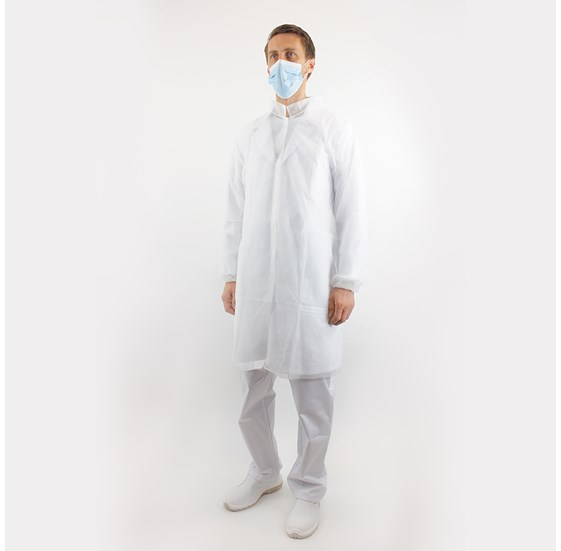 Laboratorijska halja za enkratno uporabo EZRA bela velikost L