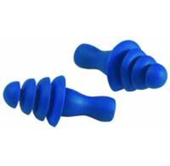 Blue ear plugs with cord