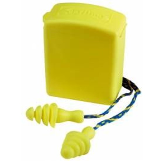 Yellow ear plugs with cord