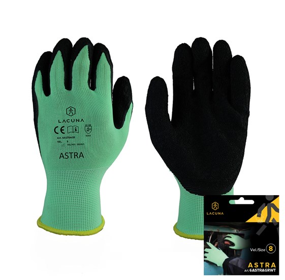 Zelene rokavice z lateks prevleko ASTRA