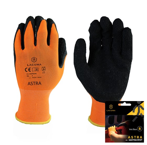 Oranžne rokavice z lateks prevleko ASTRA