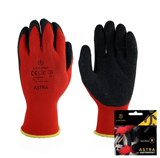 Rdeče rokavice z lateks prevleko ASTRA