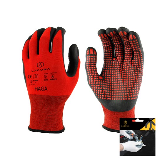 Nitryle coated glove HAGA red