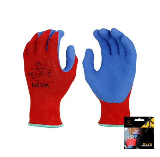 Red latex coated gloves NEVA