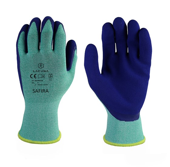 Zelene rokavice z lateks prevleko SAFIRA