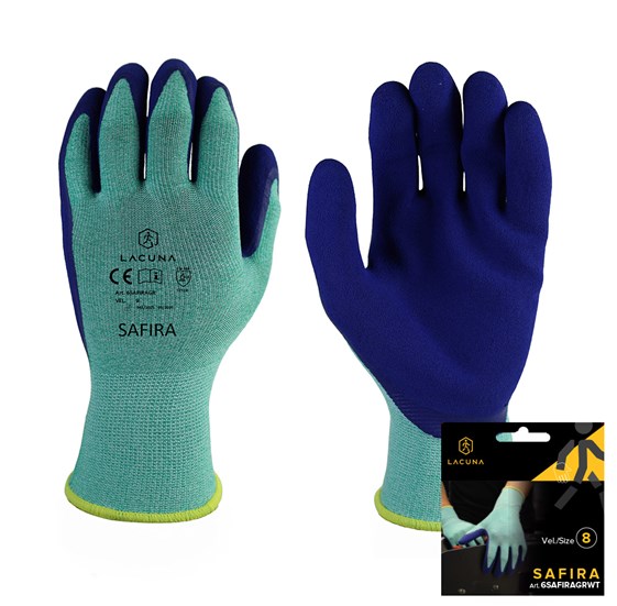 Zelene rokavice z lateks prevleko SAFIRA