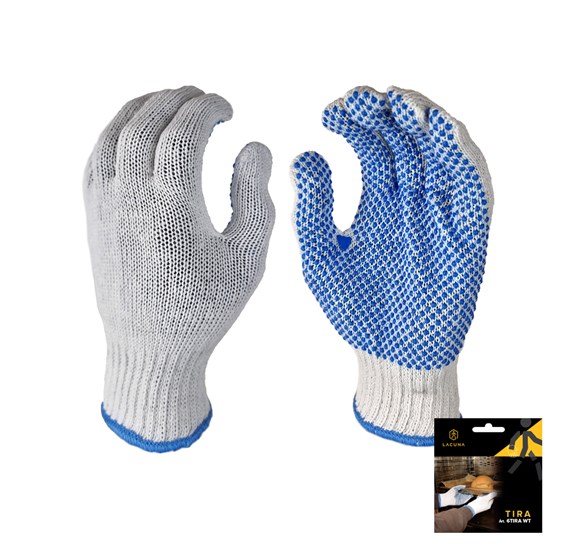 Glove TIRA white with dots, size 10