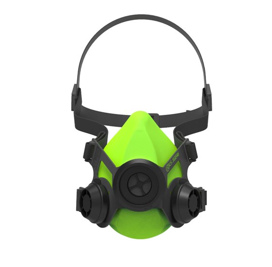 Half mask in silicone rubber with one filter