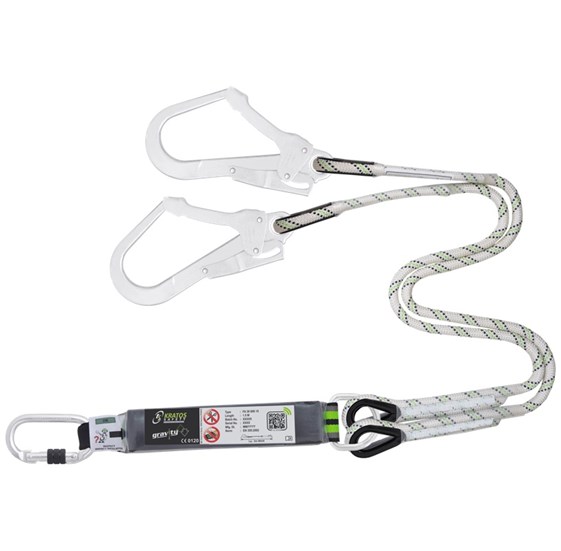 Forked energy absorbing rope lanyard ( 1,5m ) with buckles